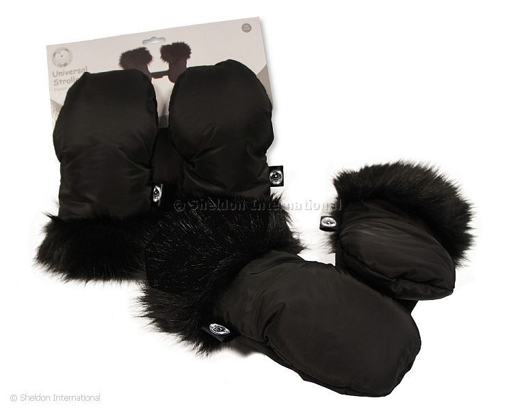 Baby Stroller/ Pram Gloves With Fur Trim And Magnets