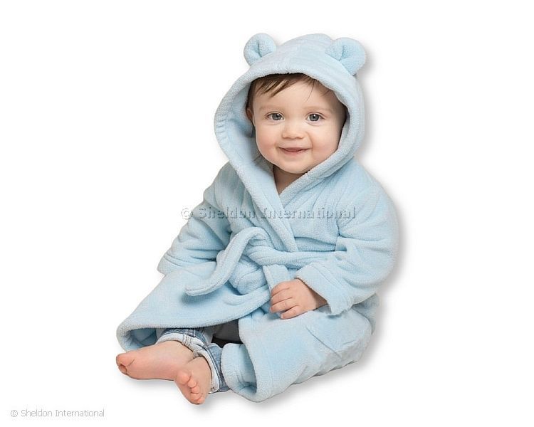 Baby Hooded Bathrobe - Sky