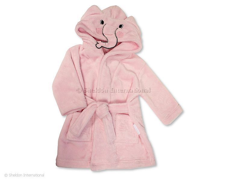 Baby Hooded Bathrobe - Elephant - Pink