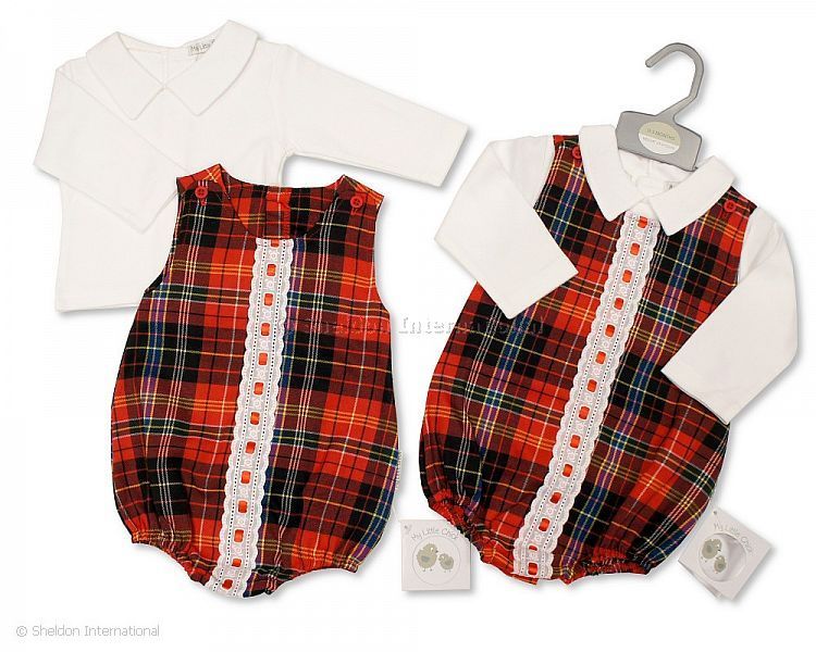 Baby Tartan 2 Pcs Lace Romper Set