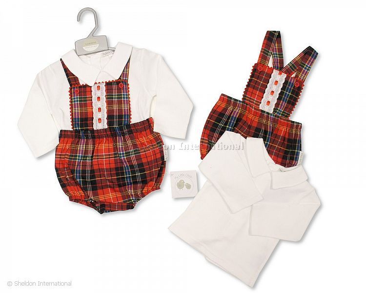 Baby Tartan 2 Pcs Lace Dungaree Set