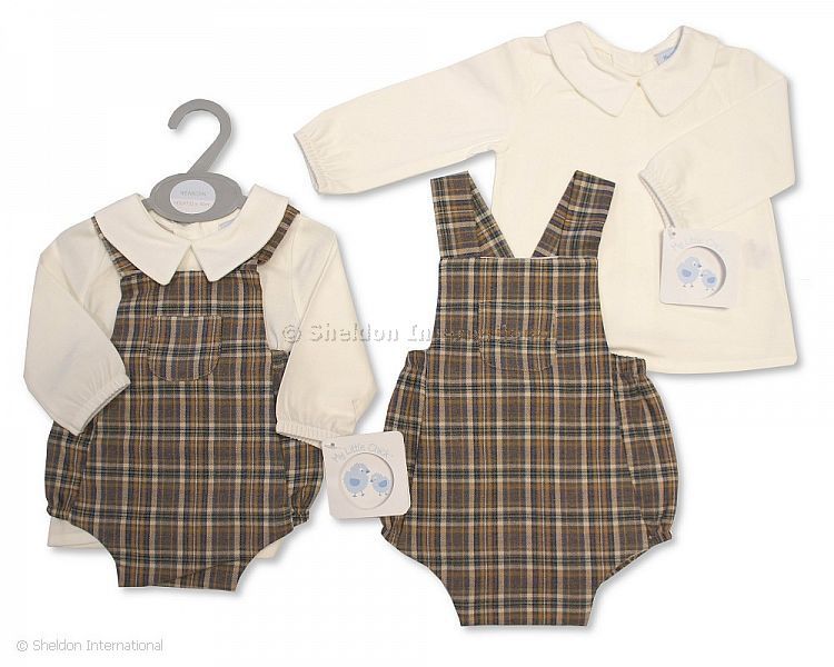 Baby Boys 2 Pcs Tartan Romper Set