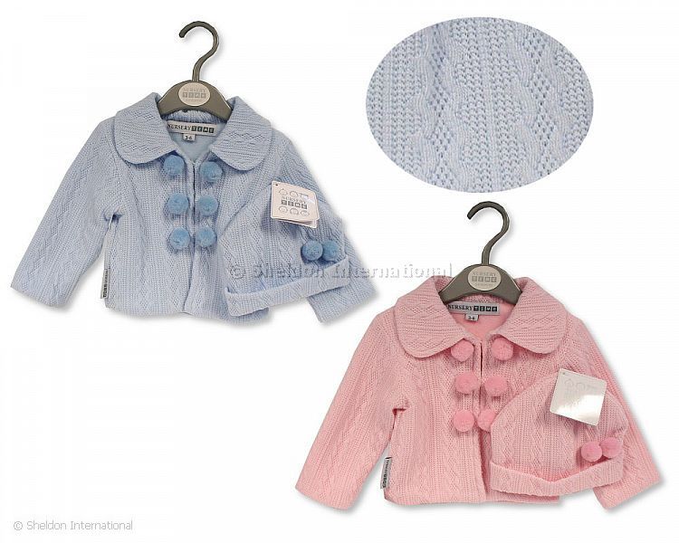 Baby Snow/Pram Jacket With Pompoms And Hat - Pink And Sky