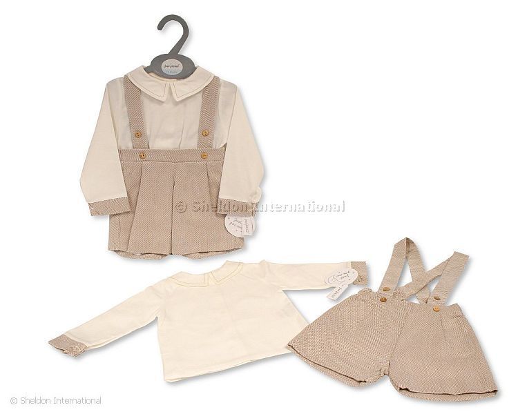 Baby Boys 2 Pcs Short Dungaree Set - 0-12 Months