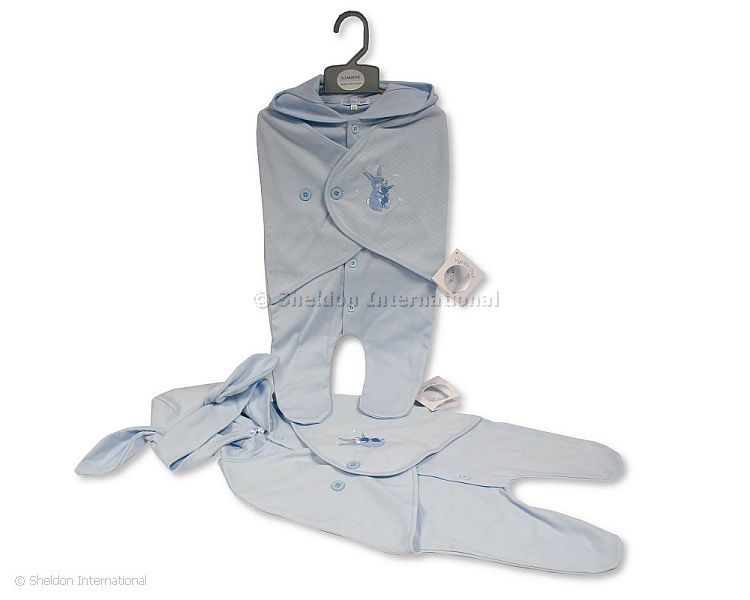 Baby Boys Wrap-Over All In One With Hood - Bunny