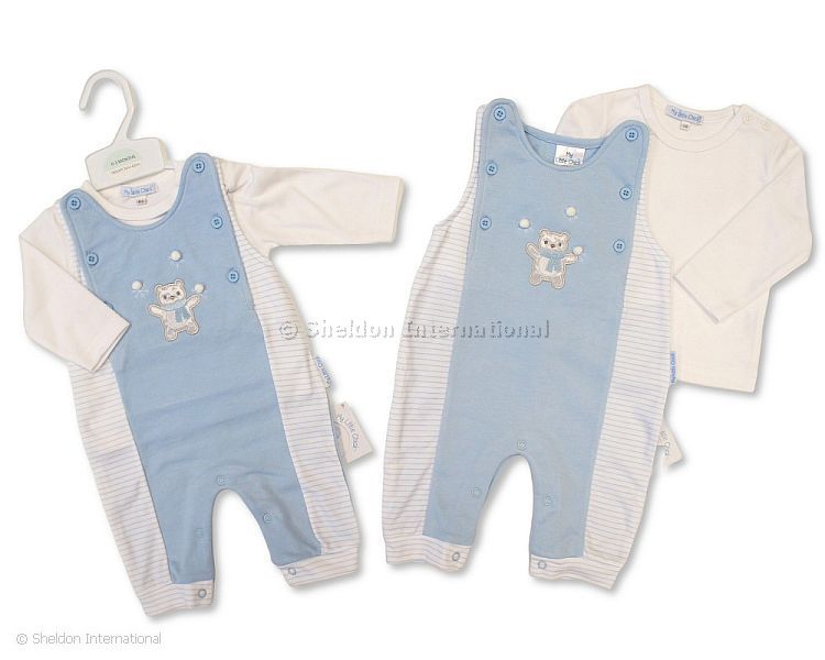 Baby Boys 2 Pcs Dungaree Set With Open Legs - Snowballs