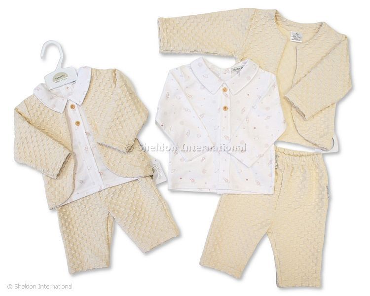Baby Boys 3 Pcs Jacquard Set - Space