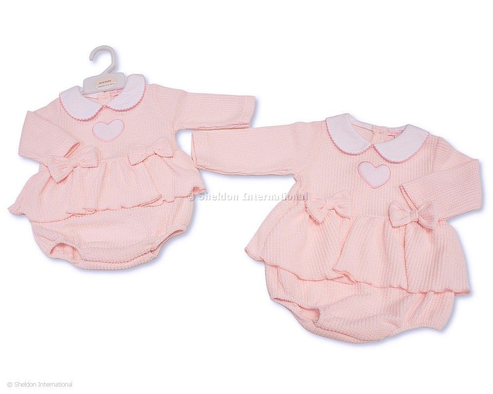 Baby Girls Long Sleeved Romper With Bows - Hearts
