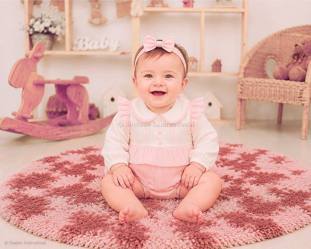 Baby Girls Short Romper With Lace Applique