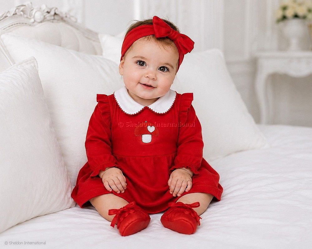 Baby Girls Dress - Mushroom