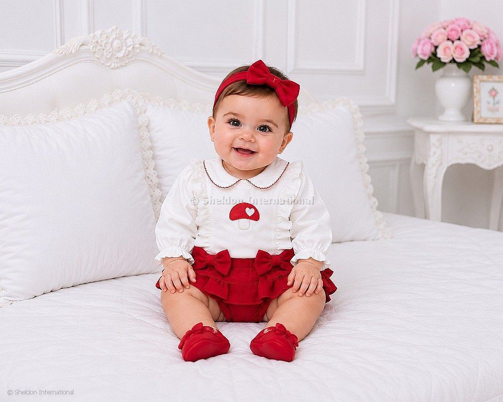 Baby Girls 2 Pcs Top And Shorts Set - Mushroom