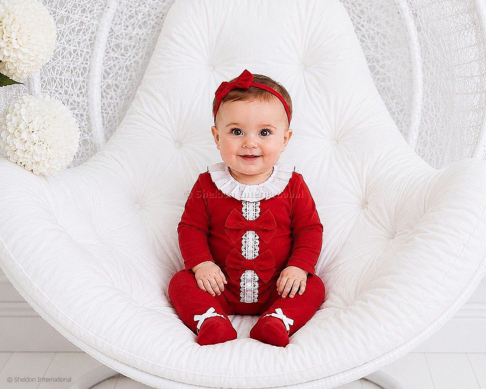 Baby Girls Long Romper With Lace And Bow