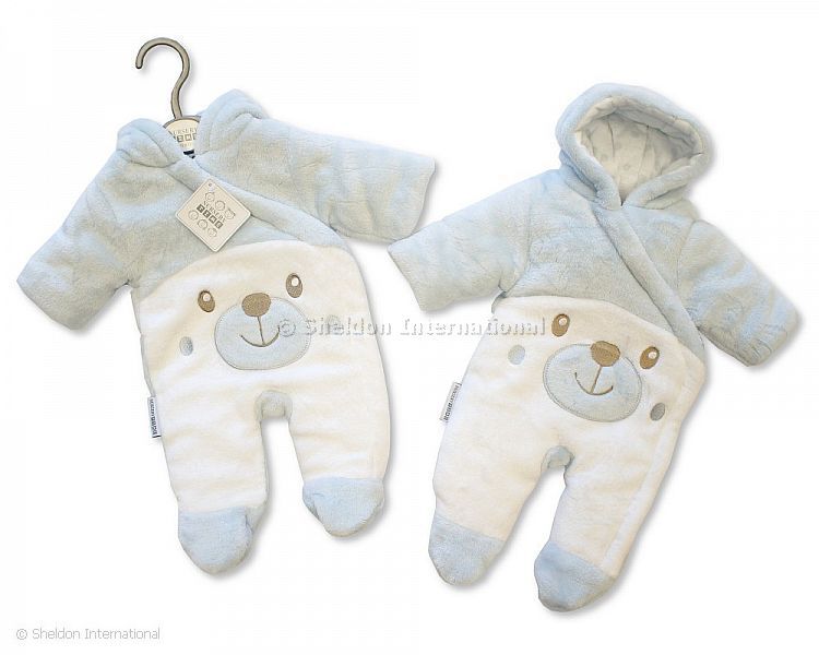 Baby Padded Snowsuit - Teddy - Sky