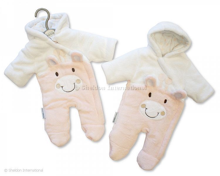 Baby Padded Snowsuit - Giraffe - Pink