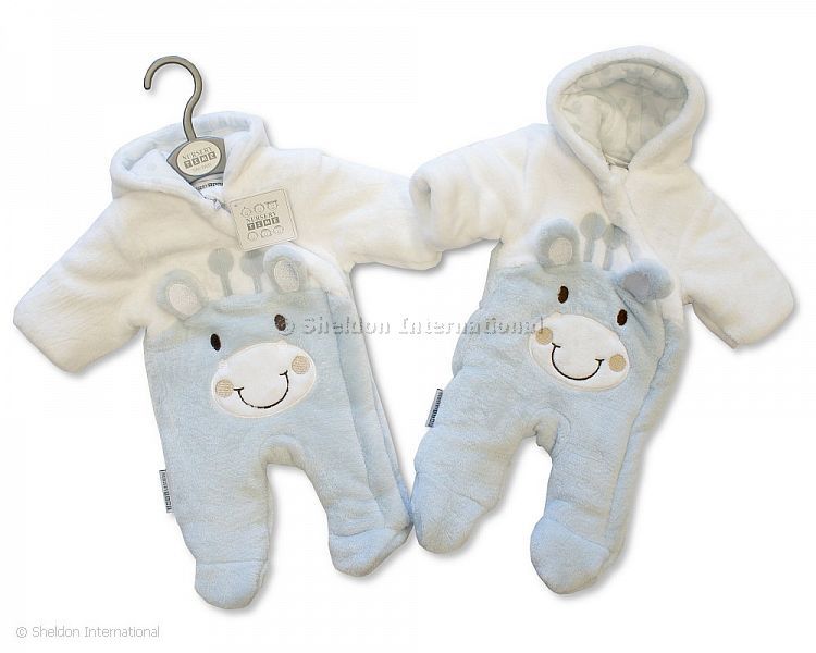 Baby Padded Snowsuit - Giraffe - Sky