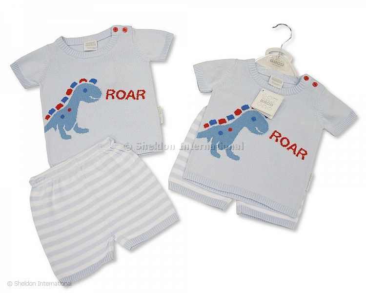 Baby Boys Knitted Cotton 2 Pcs Set - Dino