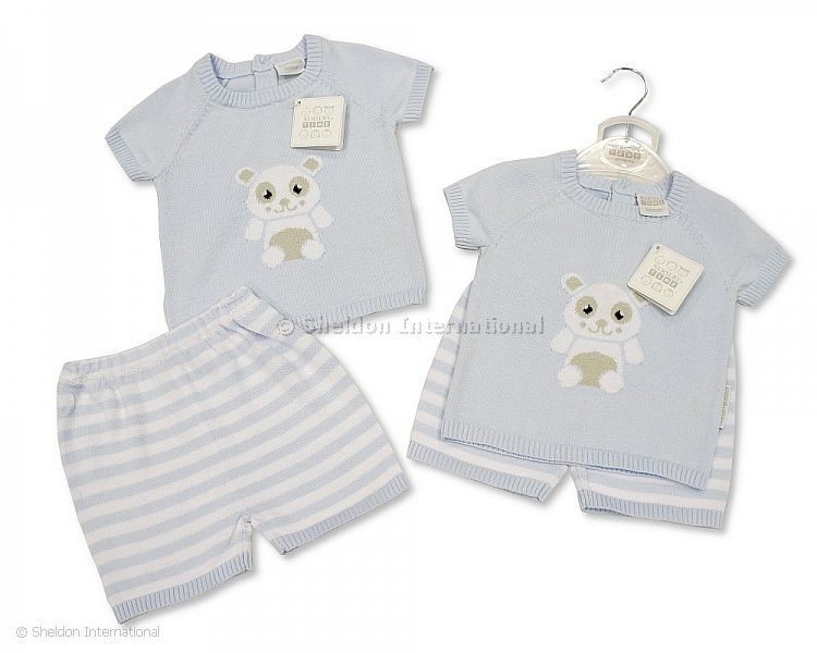 Baby Boys Knitted Cotton 2 Pcs Set - Panda