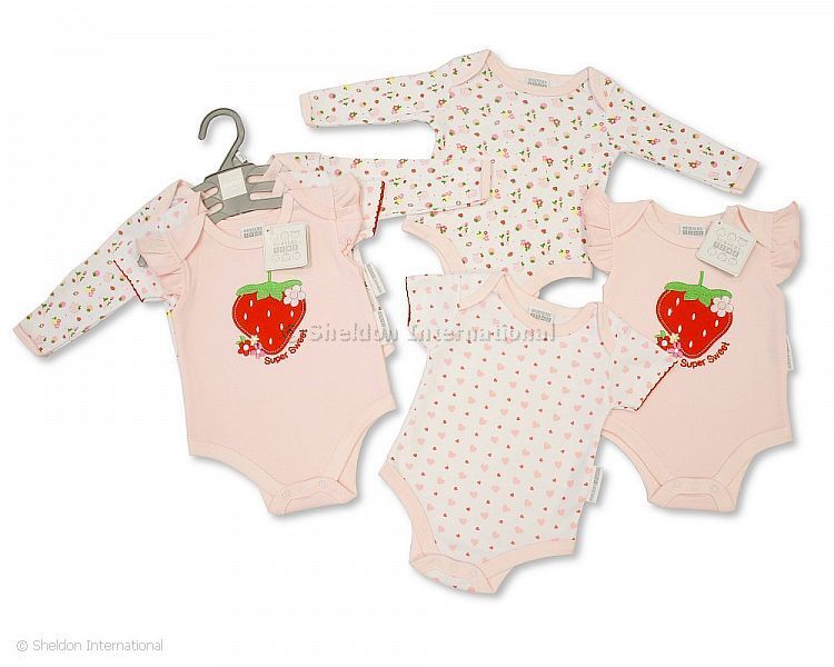 Baby Girls 3 Pack Body Suit - Strawberry