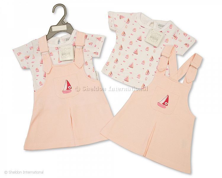 Baby Girls Dungaree Dress Set - Little Sailor