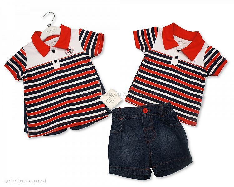 Baby Boys 2 Pcs Denim Shorts Set - Sailing