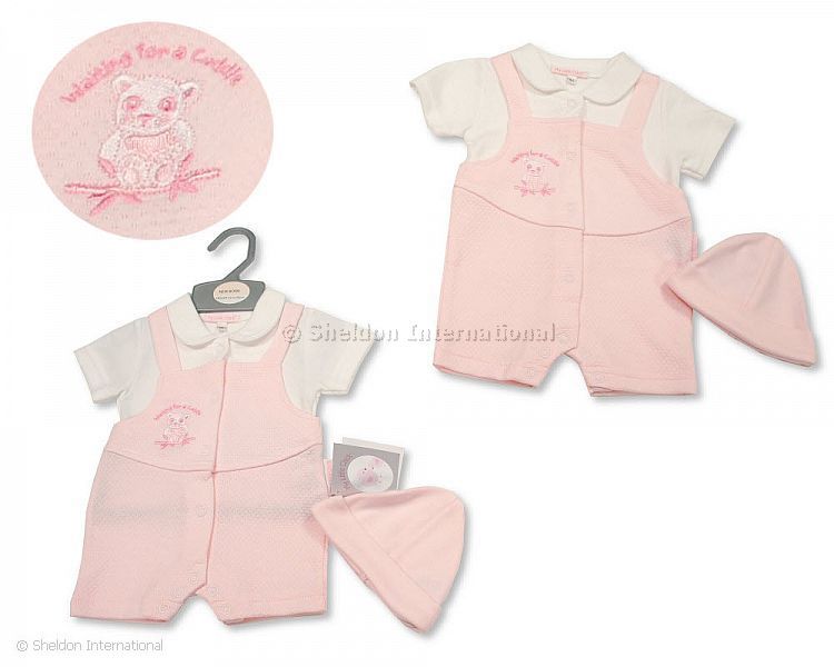 Baby Girls Faux 2 Pieces Set With Hat - Panda