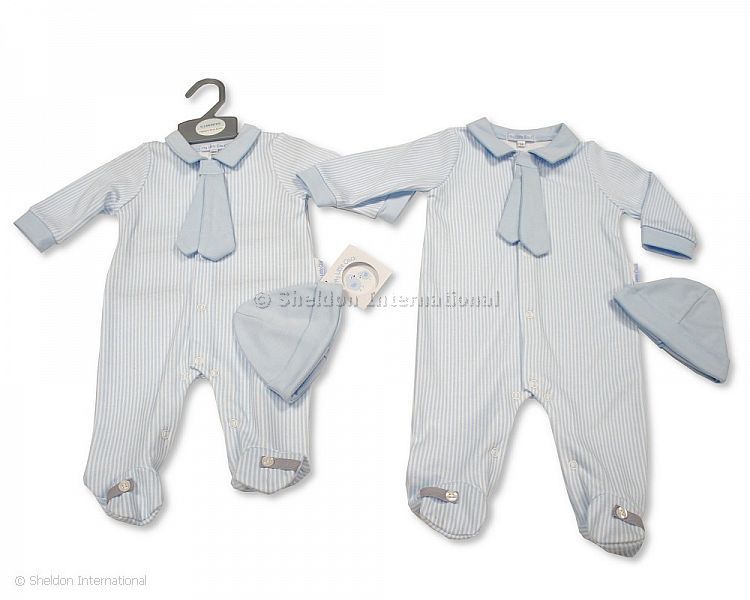 Baby Boys All-In-One With Tie And Hat - Stripes