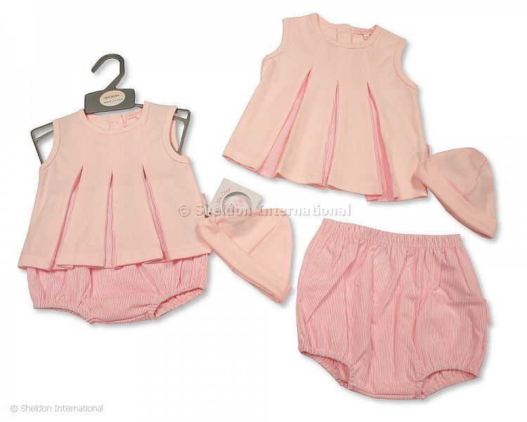 Baby Girls 2 Pcs Dress Set With Hat - Cherries
