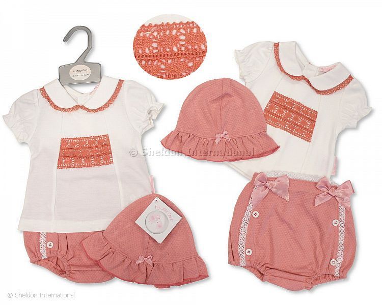 Baby Girls 2 Pcs Set With Lace And Hat