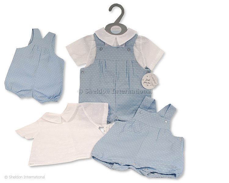 Baby Boys Dungaree Set - Sky - 0-12 Months