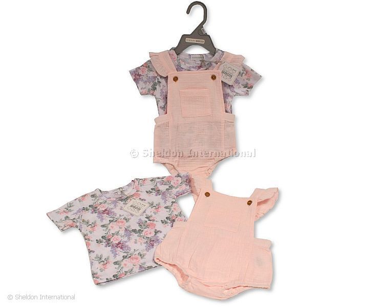 Baby Girls 2 Pcs Dungaree Set