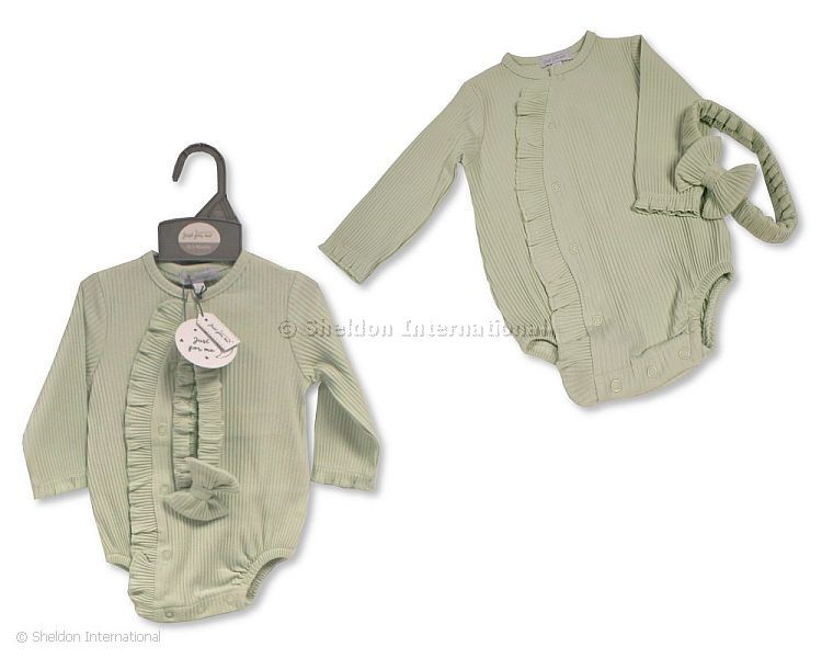 Baby Girls Long-Sleeved Bodyvest With Headband