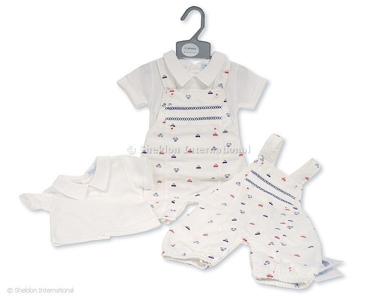 Baby Boys Long 2 Pcs Dungaree Set - Cars