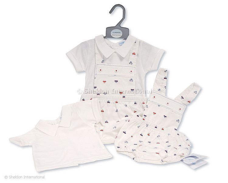 Baby Boys Short 2 Pieces Dungaree Set - Cars