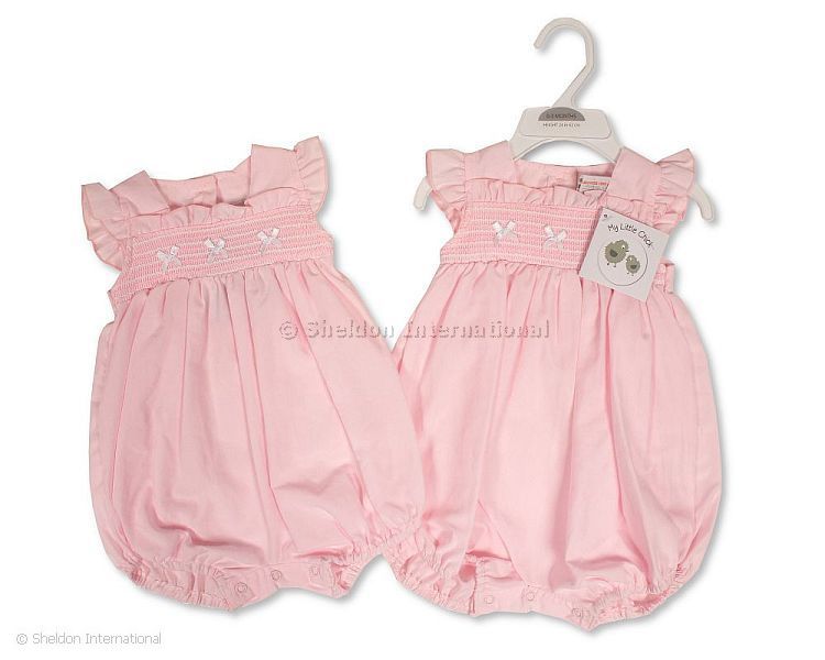 Baby Girls Romper With Smocking And Bows