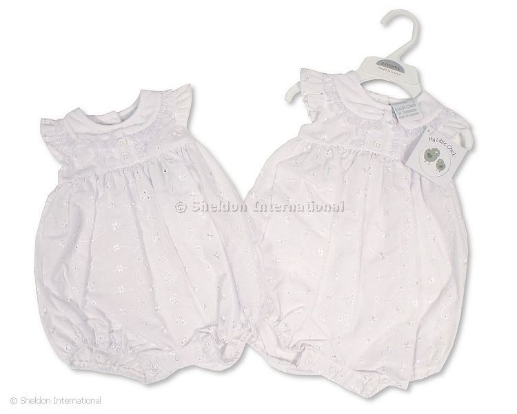 Baby Girls Romper With Lace And Embroidery