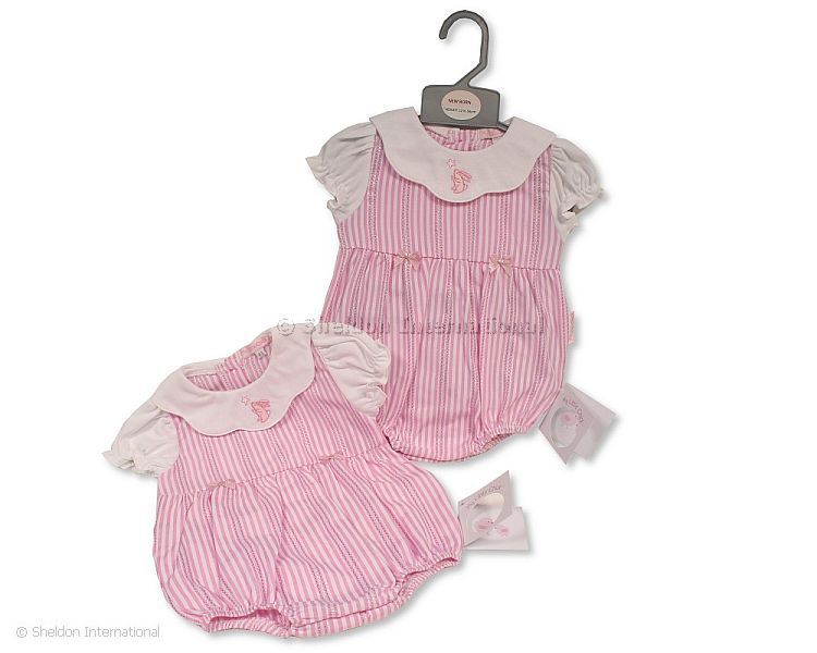 Baby Girls Striped Romper - Bunny