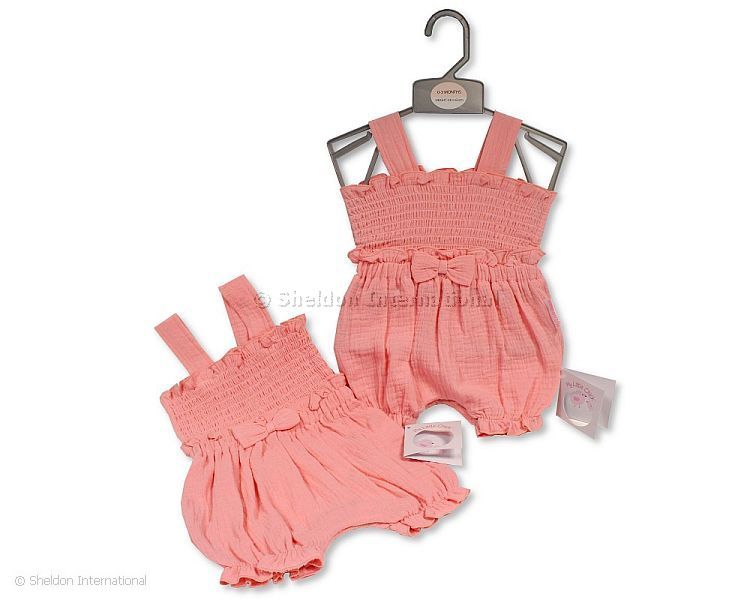 Baby Girls Romper With Smocking And Bow
