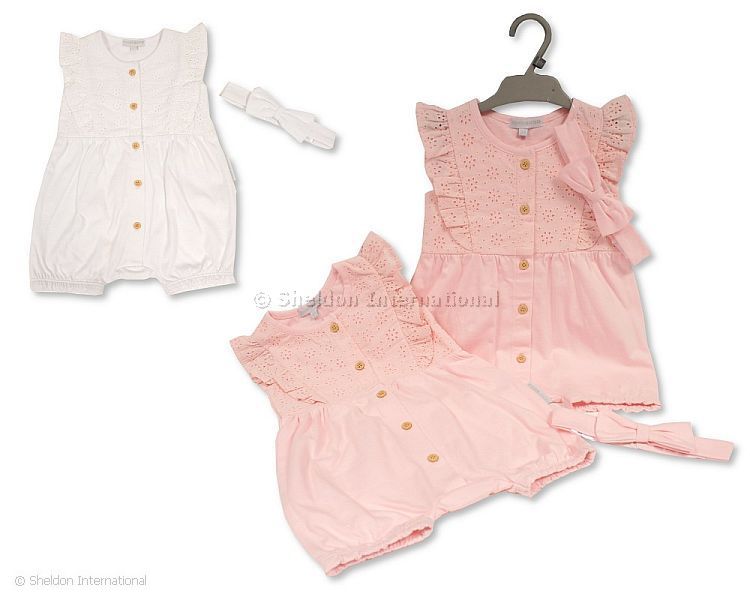 Baby Girls Lace Romper With Headband