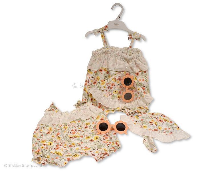 Baby Girls 2 Pcs Romper Set With Sunglasses - Wild Flowers
