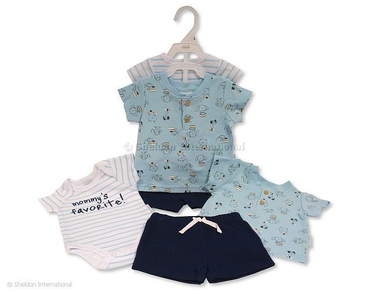 Baby Boys 3 Pcs Shorts Set - Puppy