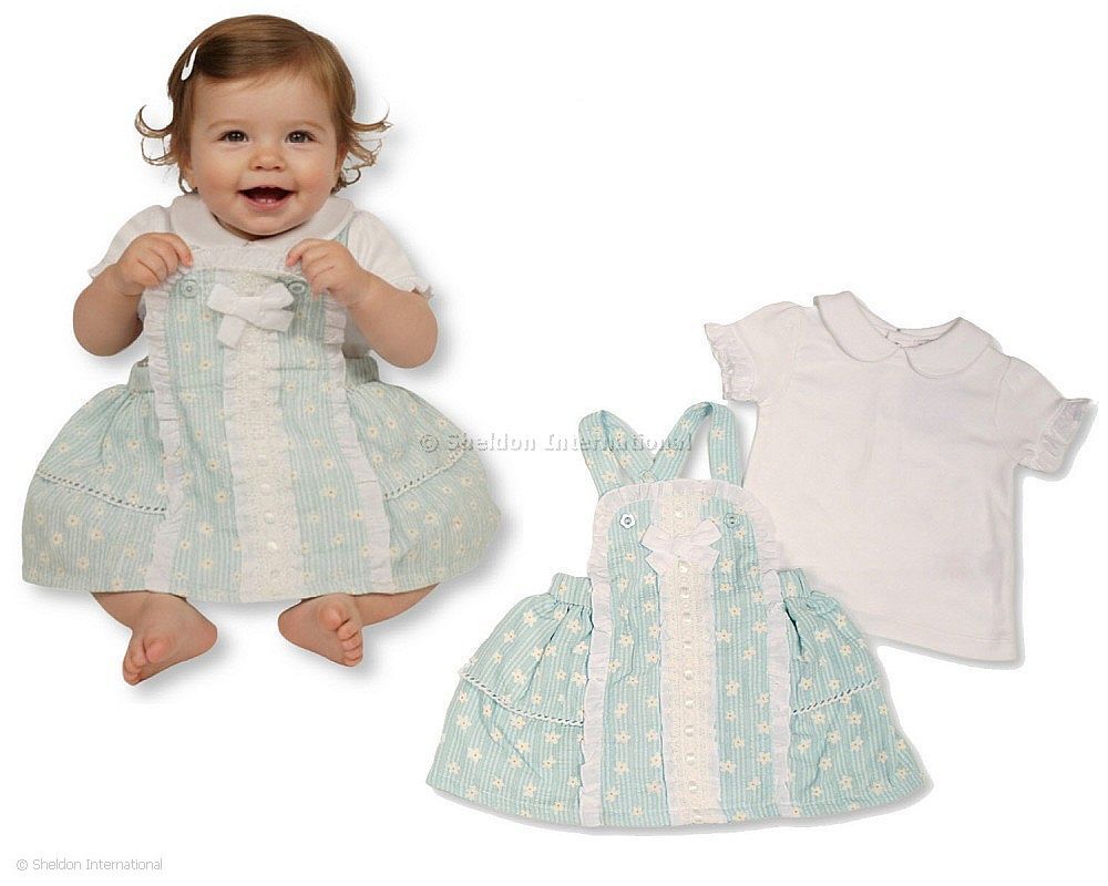 Baby Girls Woven Spanish Style Dungaree Set