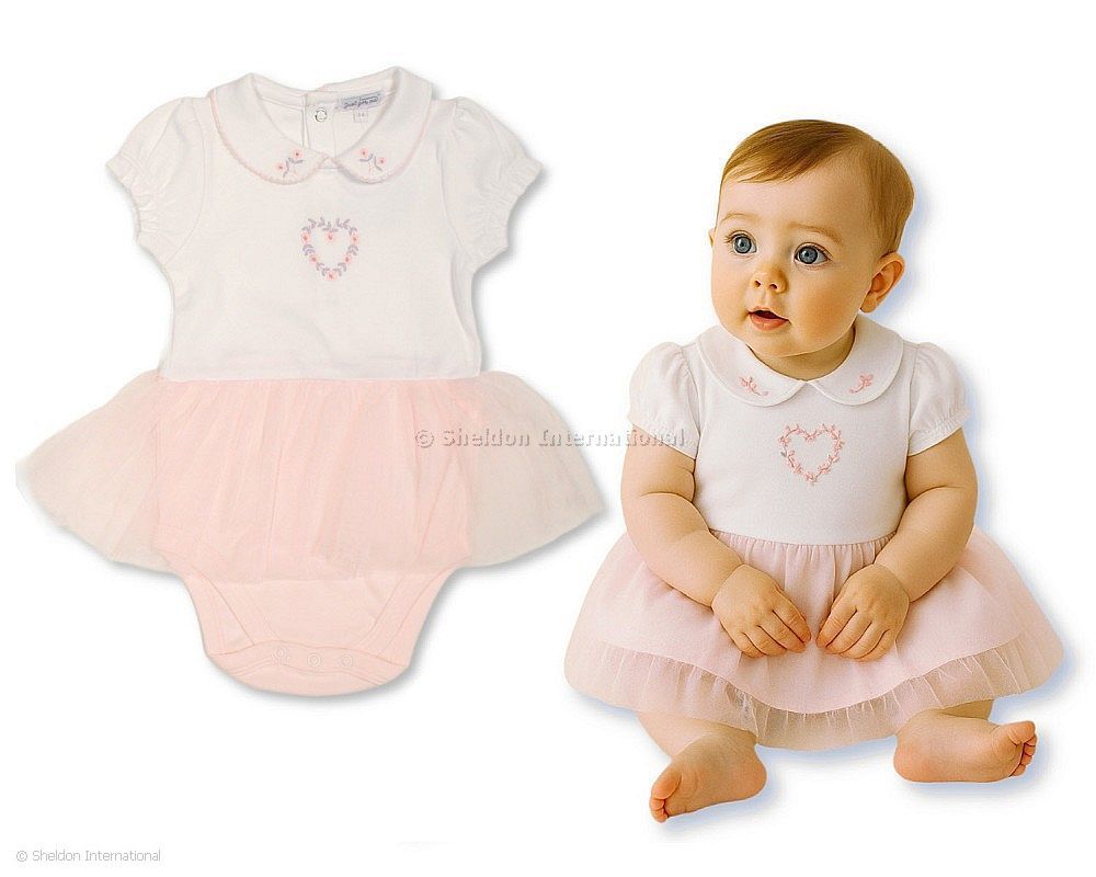 Baby Girls Dress Romper With Floral Embroidery And Lace