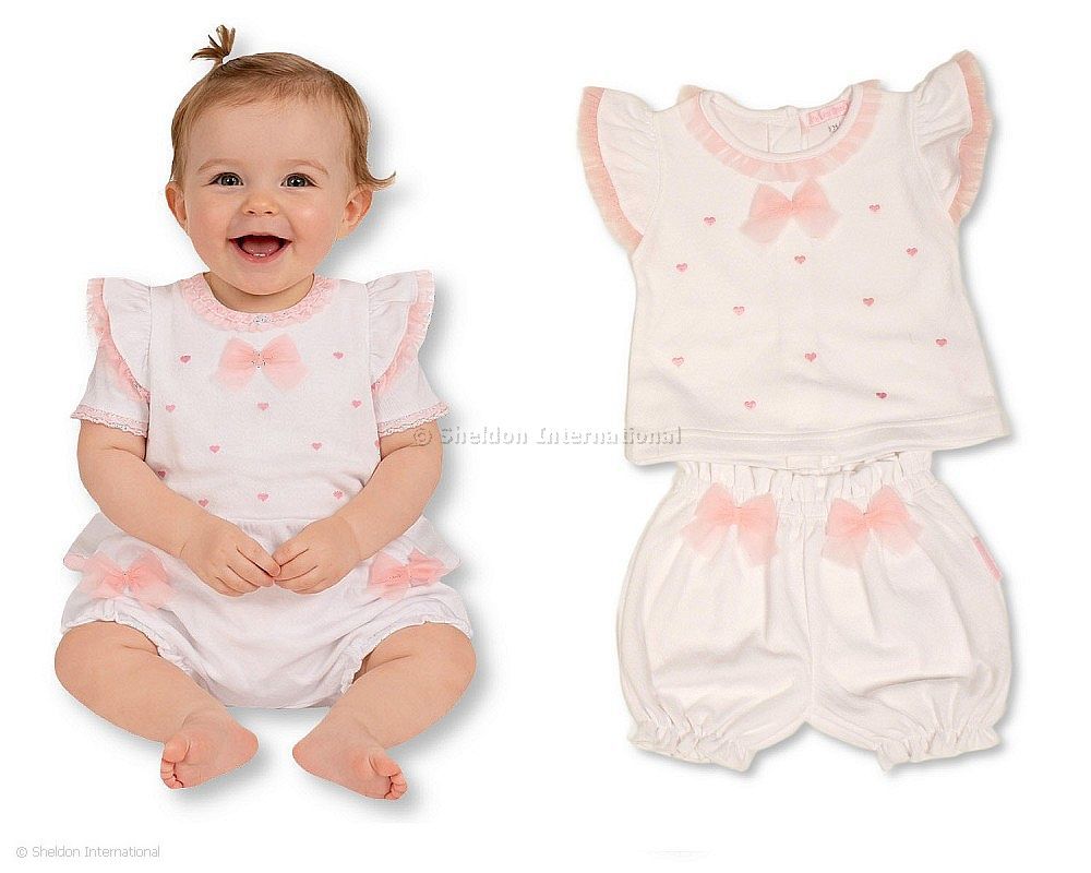 Baby Girls 2 Pcs Short Set With Bows - Hearts