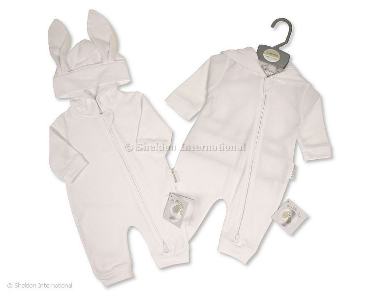 Baby All-In-One With Bunny Ears - Long - White