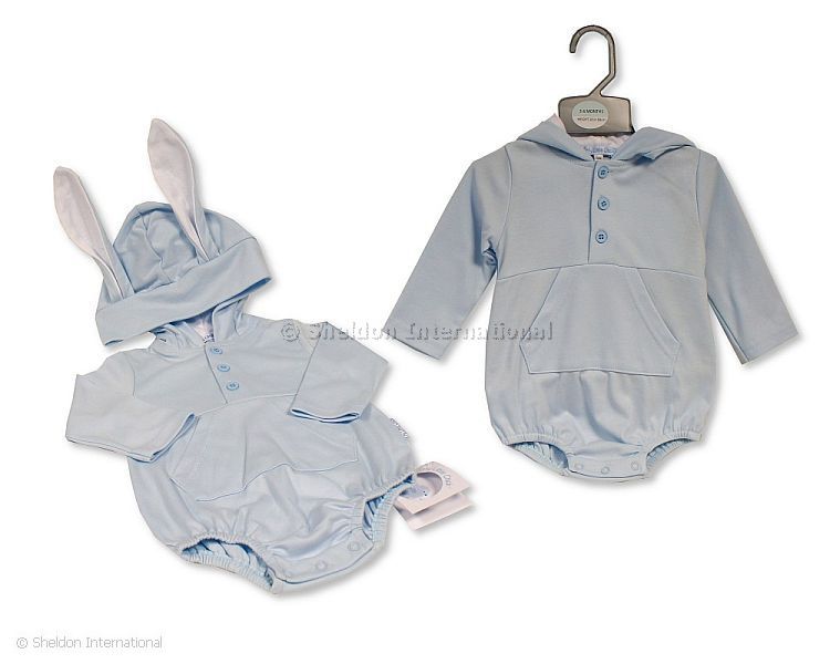 Baby All-In-One With Bunny Ears - Short - Sky