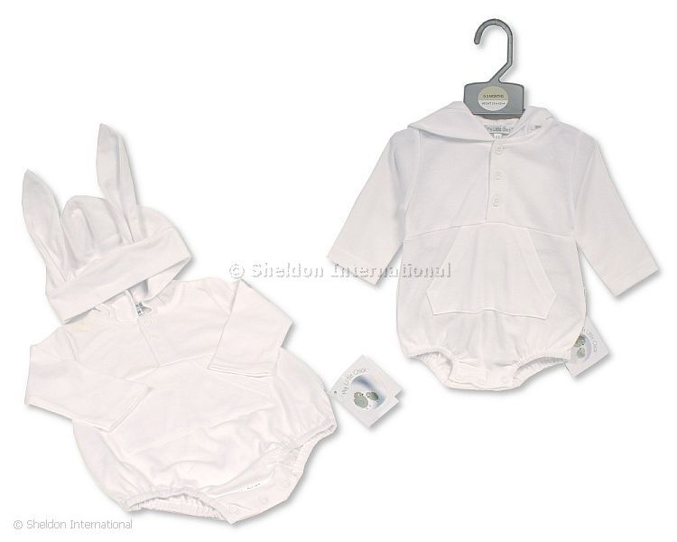 Baby All-In-One With Bunny Ears - Short - White