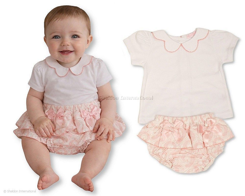 Baby Girls Jacquard 2 Pcs Set With Bows