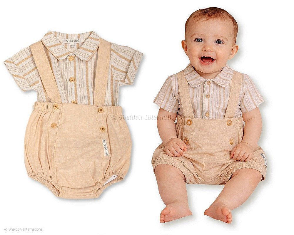 Baby Boys 2 Pcs Romper Set With Suspenders