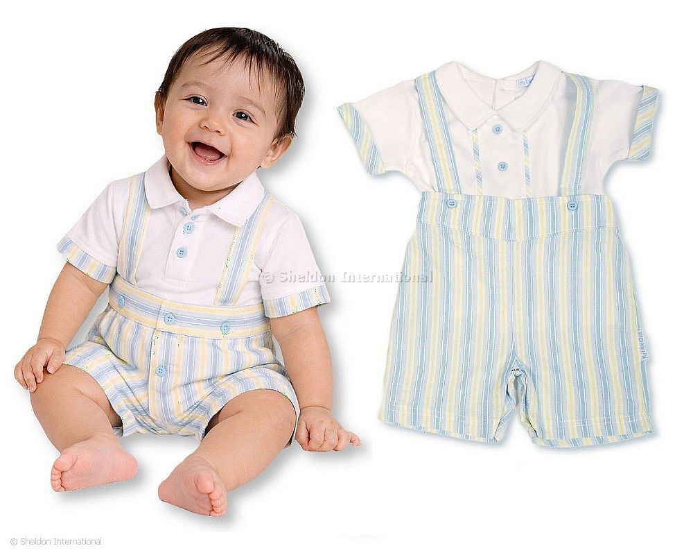 Baby Boys 2 Pcs Striped Shorts Set With Suspenders