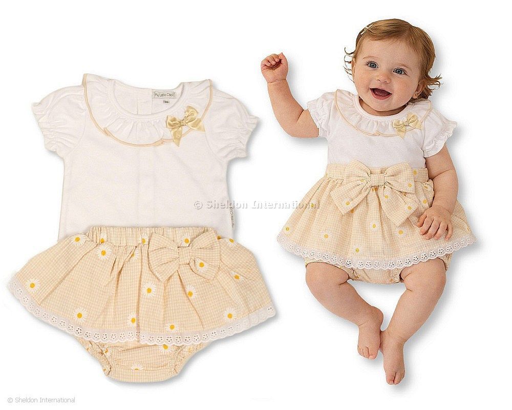 Baby Girls Gingham Skirt Set With Lace And Bow